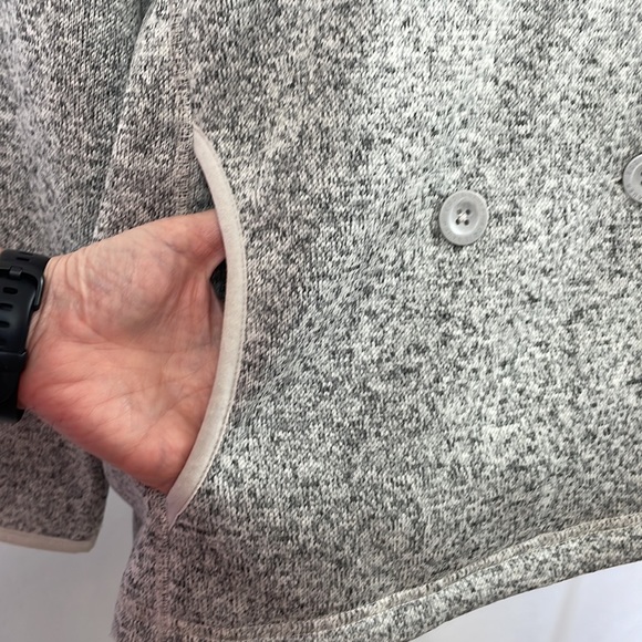Eddie Bauer Heather Gray Double Breasted Fleece Pocketed Sweater Jacket -Size XL - Picture 5 of 14